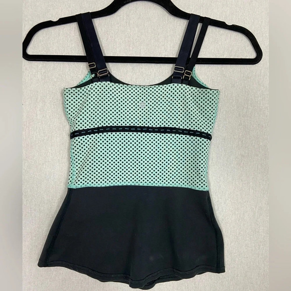 Lululemon athletica mint green polka dot black double strap tank Sz 4 - Picture 2 of 9